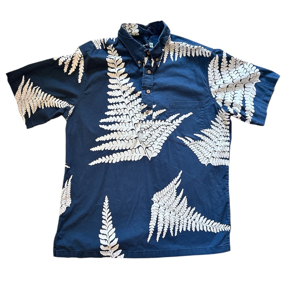 Navy Blue Fern Print Men's Shirt